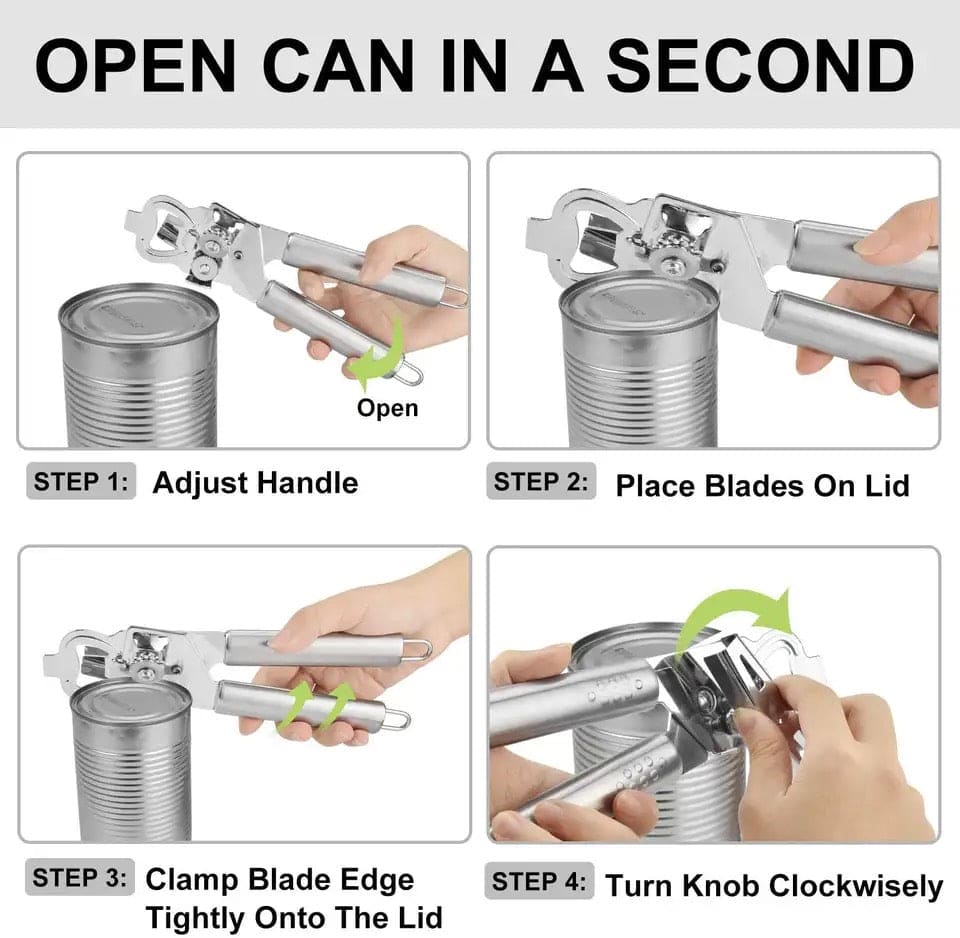 3 In 1 Manual Can Opener, Stainless Steel Heavy Duty Can Opener, Multifunctional Jar Opener, Portable Kitchen Tool, Professional Effortless Openers with Turn Knob Bar 3 In 1 Manual Can Opener, Stainless Steel Heavy Duty Can Opener, Multifunctional Jar Opener, Portable Kitchen Tool, Professional Effortless Openers with Turn Knob Bar